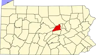 نقشهٔ پنسیلوانیا که Union County در آن مشخص شده است