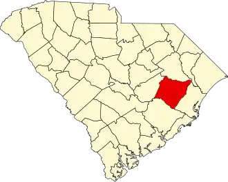 نقشهٔ کارولینای جنوبی که Williamsburg County در آن مشخص شده است