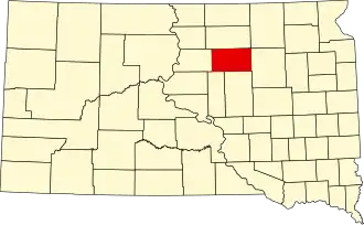 نقشهٔ داکوتای جنوبی که Faulk County در آن مشخص شده است