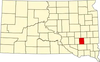 نقشهٔ داکوتای جنوبی که Hanson County در آن مشخص شده است