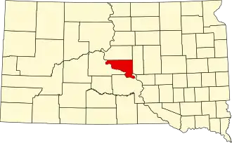 نقشهٔ داکوتای جنوبی که Hughes County در آن مشخص شده است