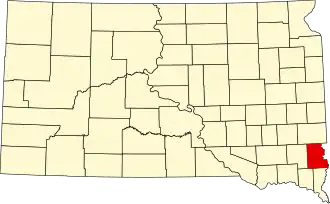 نقشهٔ داکوتای جنوبی که Lincoln County در آن مشخص شده است