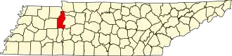 نقشهٔ تنسی که Benton County در آن مشخص شده است