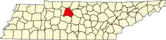 نقشهٔ تنسی که Davidson County در آن مشخص شده است