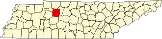 نقشهٔ تنسی که Dickson County در آن مشخص شده است
