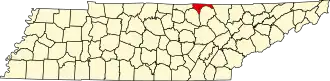 نقشهٔ تنسی که Pickett County در آن مشخص شده است