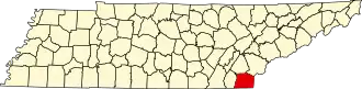 نقشهٔ تنسی که Polk County در آن مشخص شده است