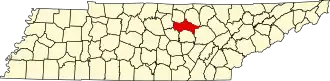 نقشهٔ تنسی که Putnam County در آن مشخص شده است