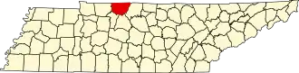 نقشهٔ تنسی که Robertson County در آن مشخص شده است