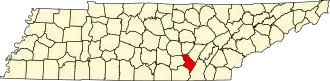 نقشهٔ تنسی که Sequatchie County در آن مشخص شده است