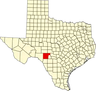 نقشهٔ تگزاس که Edwards County در آن مشخص شده است