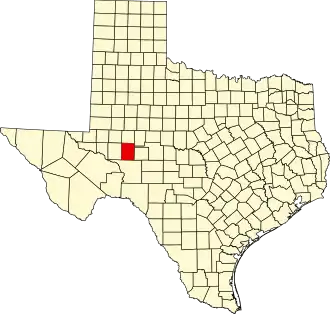 نقشهٔ تگزاس که Reagan County در آن مشخص شده است