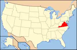 Location of Virginia in the United States