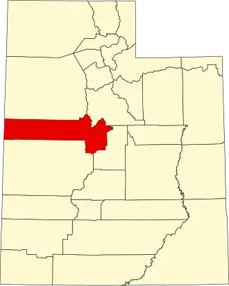 نقشهٔ یوتا که Juab County در آن مشخص شده است