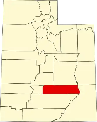 نقشهٔ یوتا که Wayne County در آن مشخص شده است