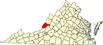 نقشهٔ ویرجینیا که Alleghany County در آن مشخص شده است