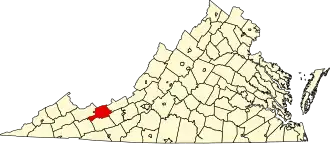 نقشهٔ ویرجینیا که Bland County در آن مشخص شده است