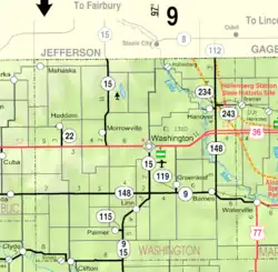 KDOT map of شهرستان واشینگتن، کانزاس (legend)