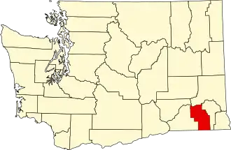 نقشهٔ واشینگتن که Columbia County در آن مشخص شده است