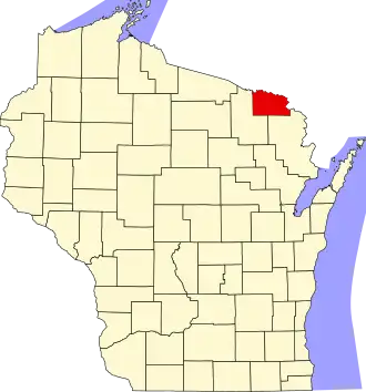نقشهٔ ویسکانسین که Florence County در آن مشخص شده است