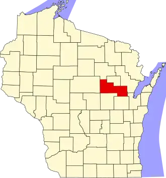 نقشهٔ ویسکانسین که Shawano County در آن مشخص شده است