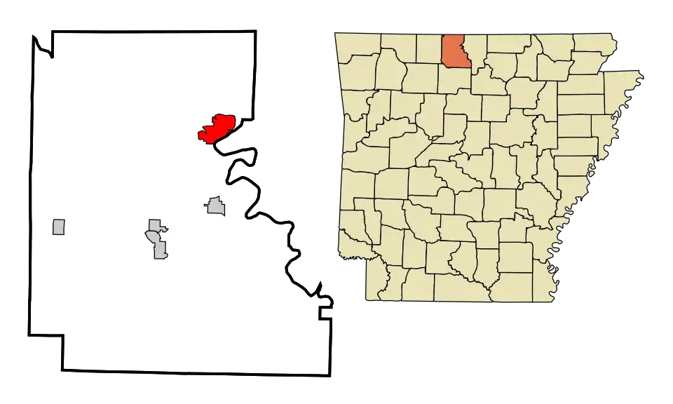 Location in Marion County and the state of آرکانزاس
