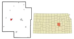 Location of Hillsboro within شهرستان and کانزاس