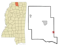 Location of Potts Camp, Mississippi