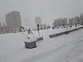 نمایی برفی از بوستان کودکان مرزداران