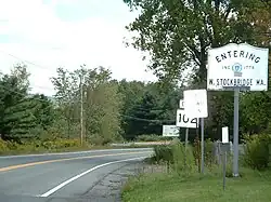 The Massachusetts state line along Route 102.