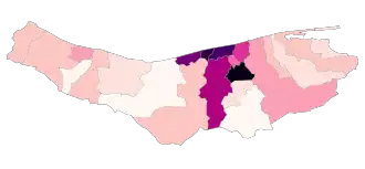 تراکم جمعیتی شهرستان‌ها