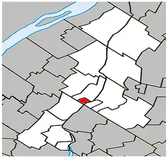 Location within La Vallée-du-Richelieu Regional County Municipality.