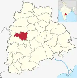 Location of Medak district in Telangana