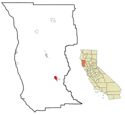 Location in شهرستان مندوسینو and کالیفرنیا