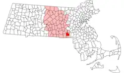 Location in Worcester County in Massachusetts