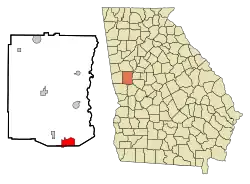 Location in Meriwether County and the state of جورجیا
