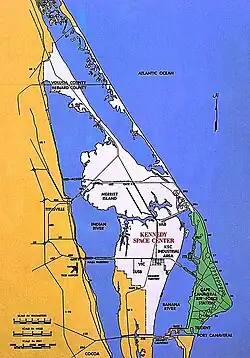Cape Canaveral Air Force Station (shown in green)