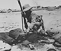 سرباز انگلیسی که به یک سرباز گرسنه ترک غذا می‌دهد.