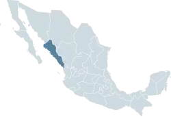 Location of Sinaloa within Mexico