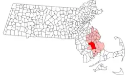 Location in Plymouth County in Massachusetts
