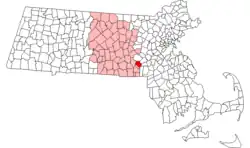 Location in Worcester County in Massachusetts