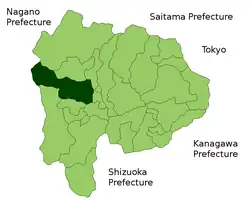 موقعیت Minami-Alps در استان یاماناشی