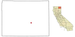 Location in شهرستان مودوک and the state of کالیفرنیا