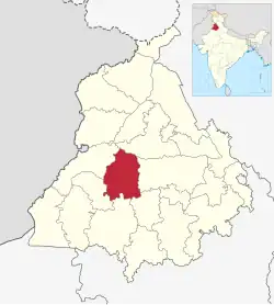 Districts of پنجاب (هند) with headquarters