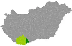 موقعیت ناحیه موهاچ در نقشه
