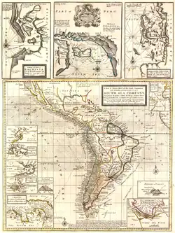 Moll's A New & Exact Map of the Coast, Countries and Islands within ye Limits of ye South Sea Company London 1711 (1720)