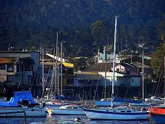 Fisherman's Wharf and downtown rooftops,seen from  Monterey Bay