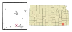 Location of Dearing, Kansas