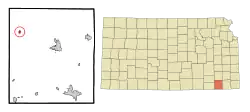 Location within شهرستان مونتگومری، کانزاس و کانزاس
