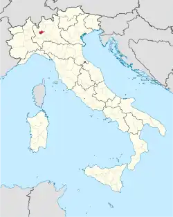 Map highlighting the location of the province of Monza e della Brianza in Italy